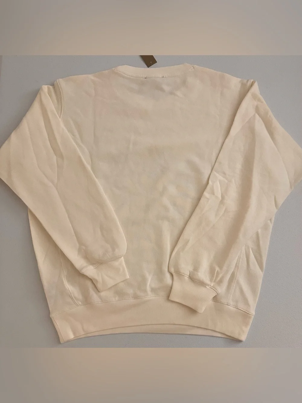 J. Crew Cream Sweatshirt with Green Logo and Pink Graphic size xs